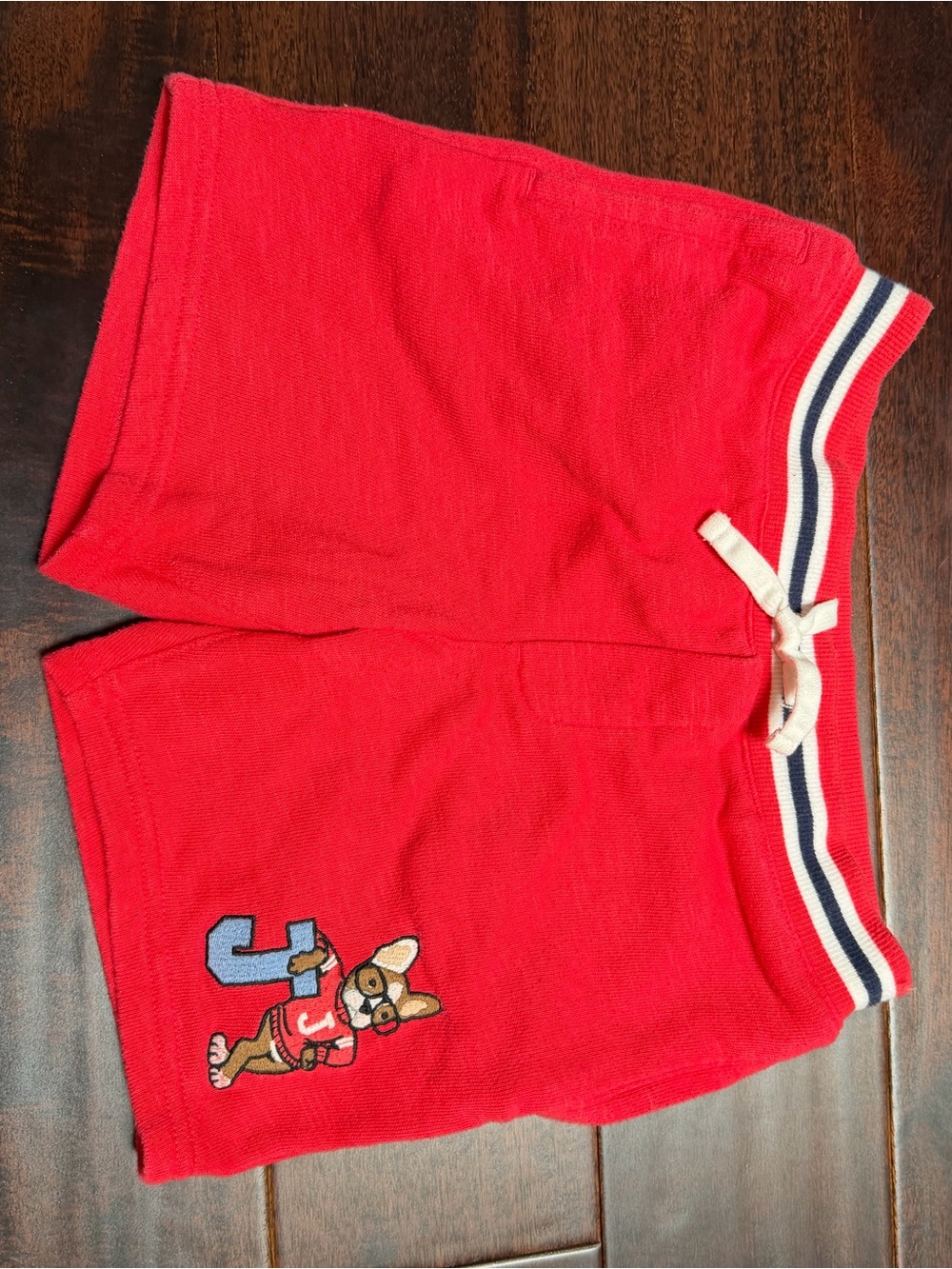 Janie and Jack Red Shorts with Dog Patch and Striped Waistband boys size 7